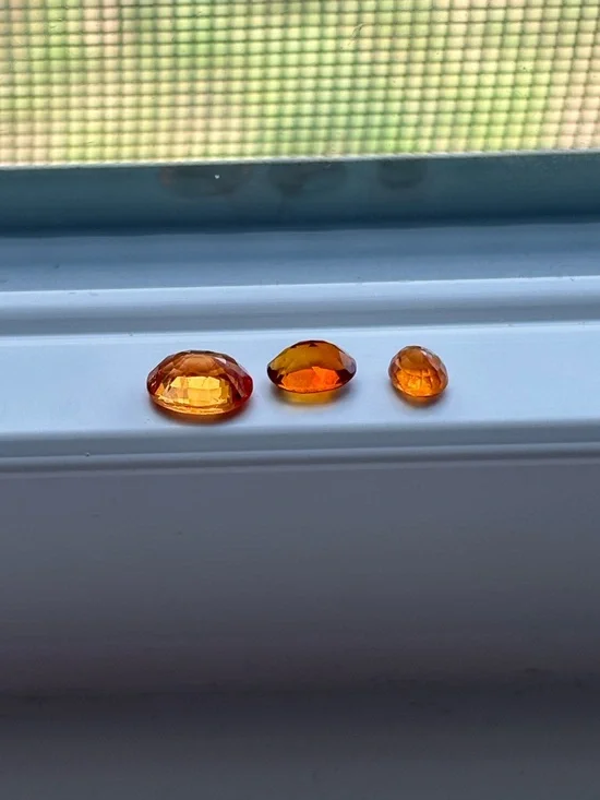 Set of 3 Orange Garnet Gemstones – Oval Faceted Hessonite Garnet Lot Warm Tones - Picture 9 of 15